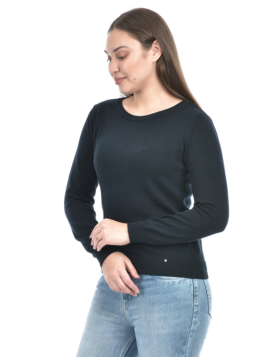 Numero Uno Women Solid Navy Sweater